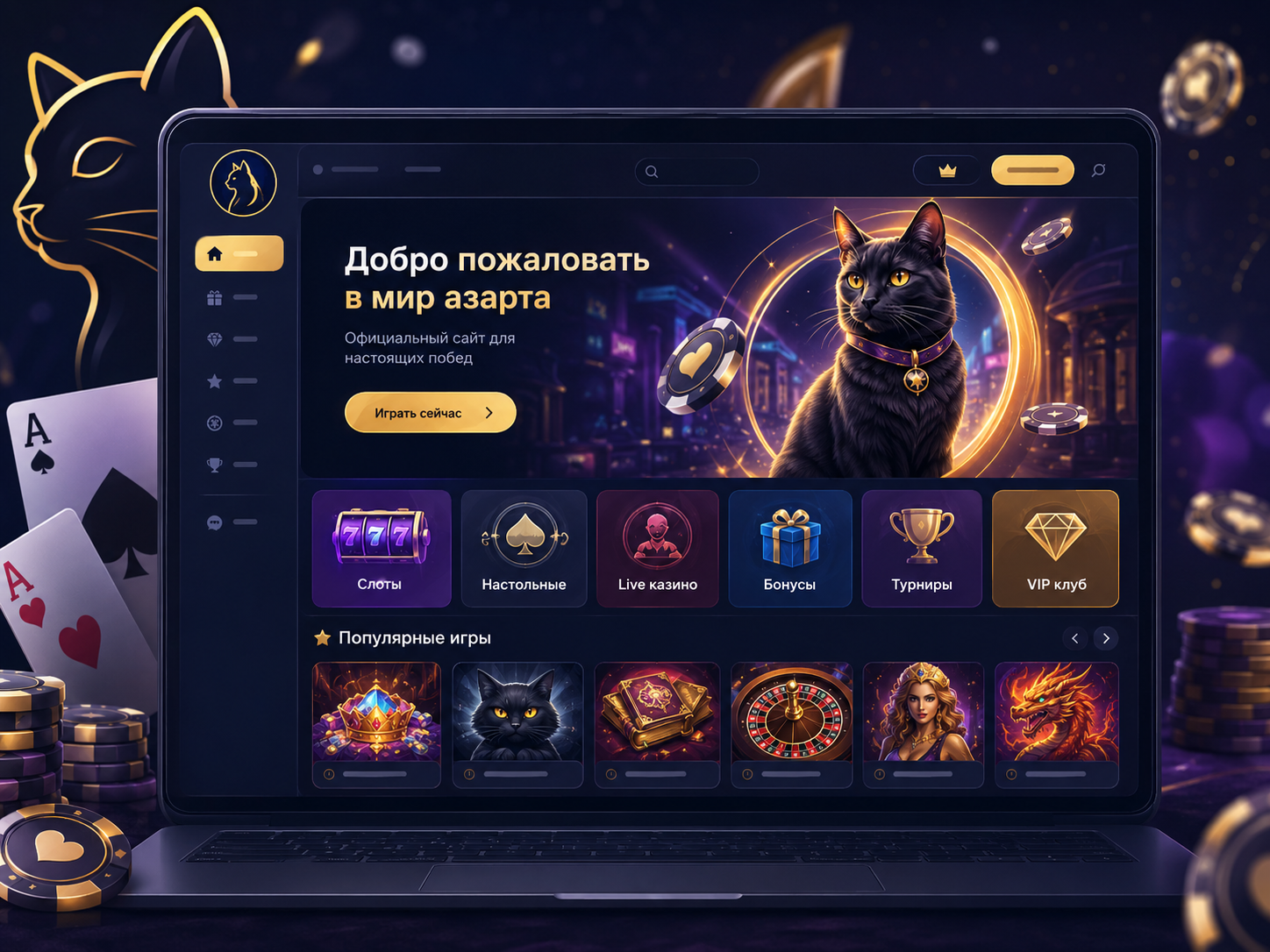 Cat Casino официальный сайт и основные разделы