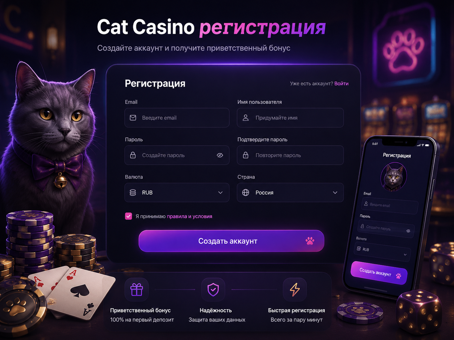 Cat Casino регистрация аккаунта